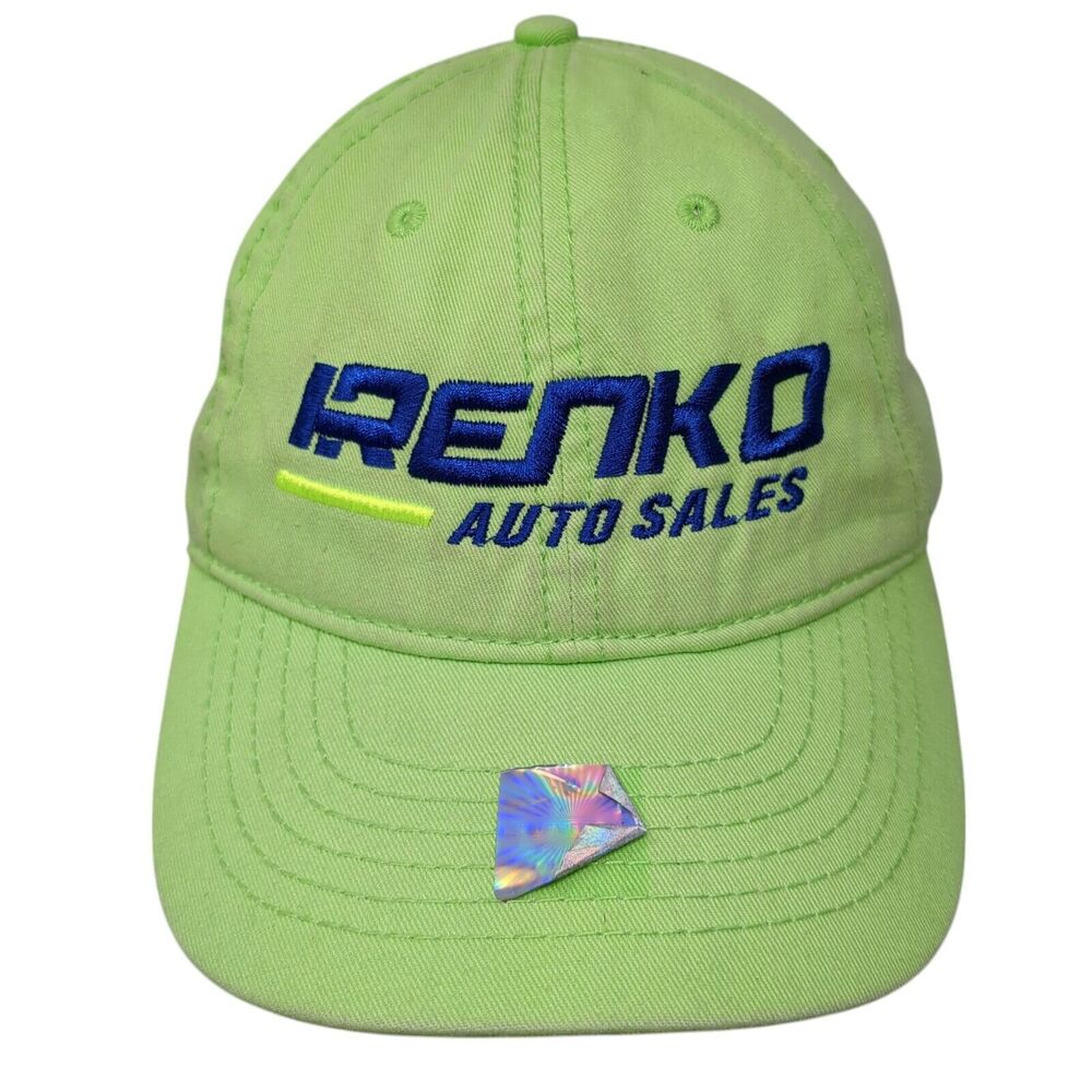 Renko Auto Sales Slideback Baseball Cap Green OS Adjustable Embroidered Fine Cap